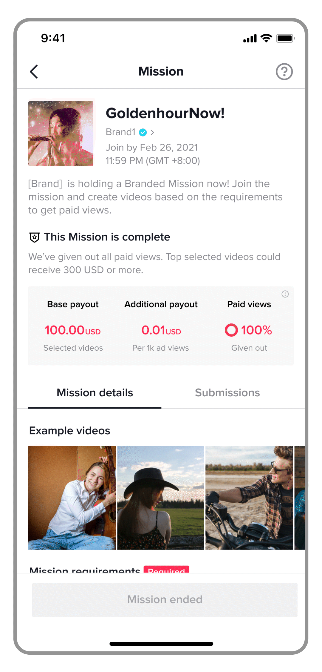 Branded Mission Detail Page image
