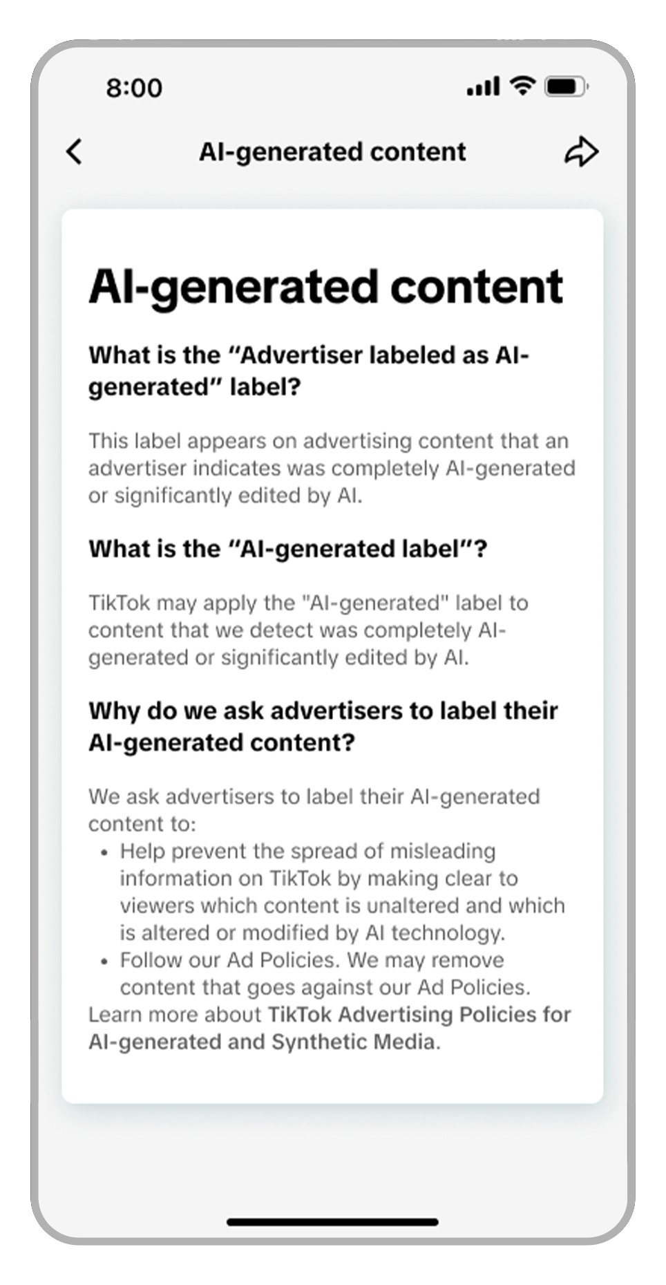 Ad Disclaimer - AI Label explanation